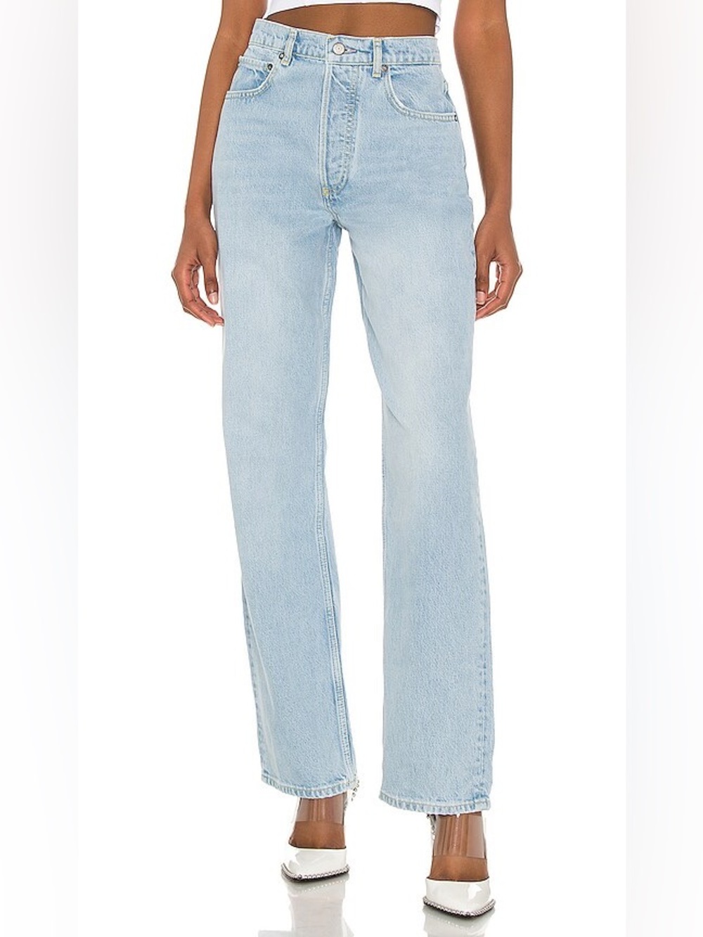 NEW Boyish The Ziggy Relaxed High Rise Leg stright Jean Sunrise Light Blue wash